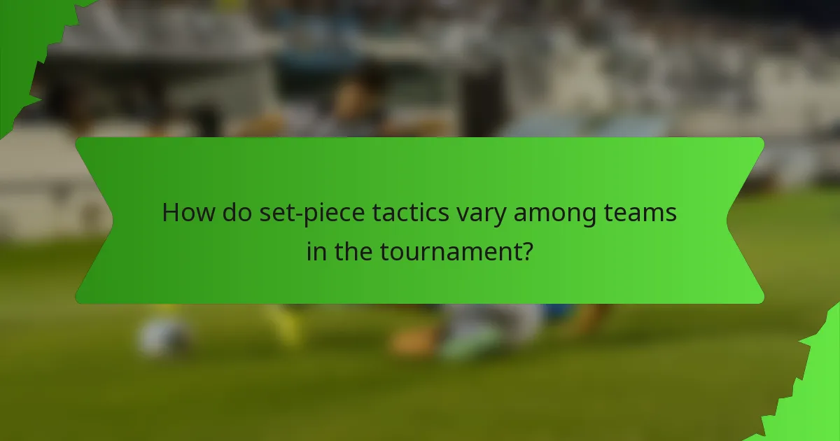 How do set-piece tactics vary among teams in the tournament?