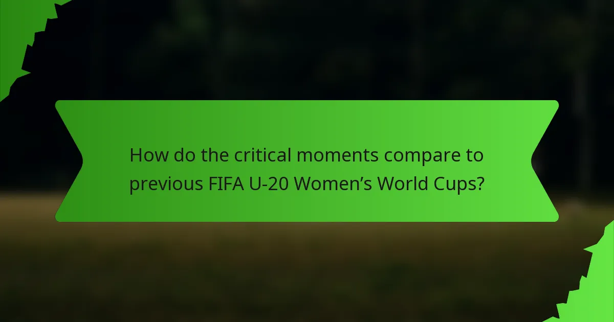 How do the critical moments compare to previous FIFA U-20 Women’s World Cups?
