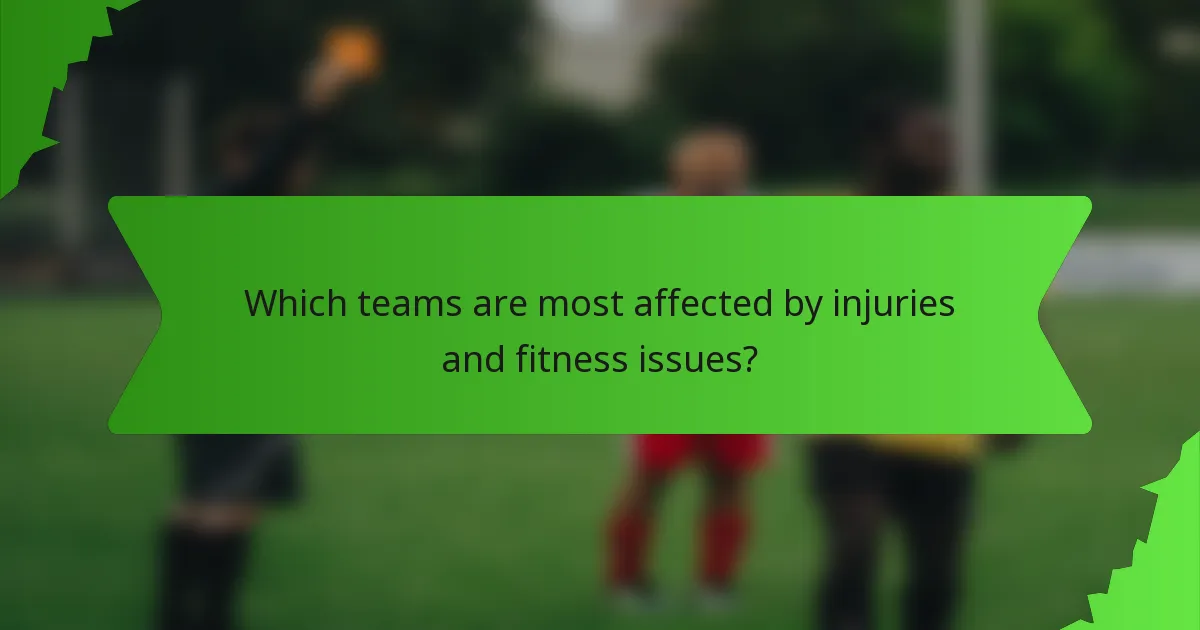 Which teams are most affected by injuries and fitness issues?